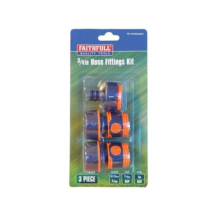 Faithfull 3/4in Plastic Hose Fittings Kit, 3 Piece Faithfull - Town Tools