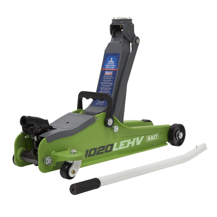 Sealey Low Profile Short Chassis Trolley Jack 2 Tonne - Green 1020LEHV Sealey - Town Tools 