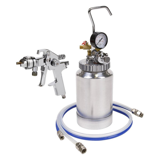 Sealey HVLP Pressure Pot System with Spray Gun & Hoses 1.7mm Set-Up HVLP-79/P Sealey - Town Tools 