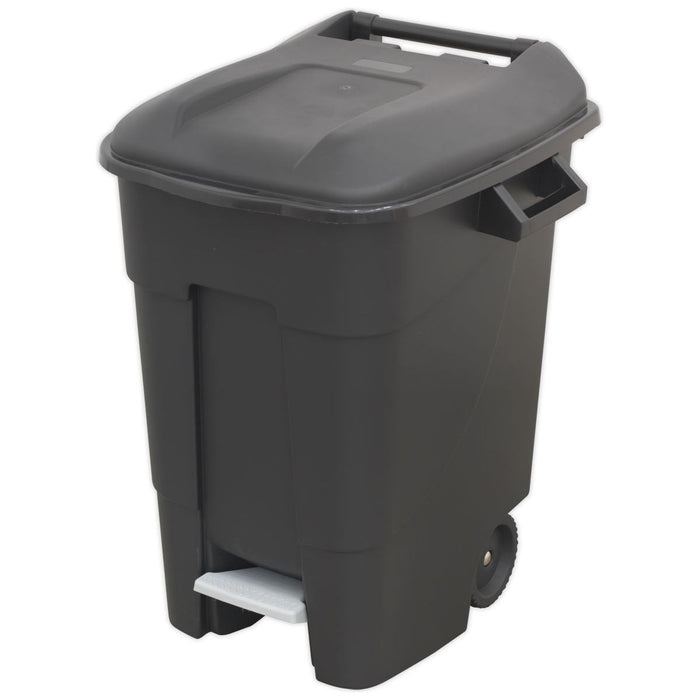 Sealey Refuse/Wheelie Bin with Foot Pedal 100L Black BM100P Sealey - Town Tools 