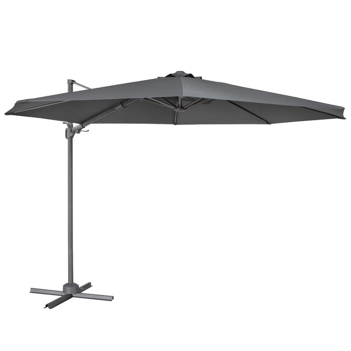 Dellonda Cantilever Parasol with 360 Rotation, Tilt & Cover 3m - Grey