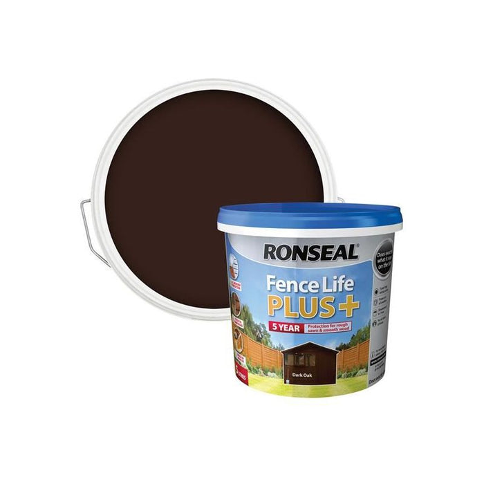 Ronseal Fence Life Plus+ Dark Oak 5 litre Ronseal - Town Tools