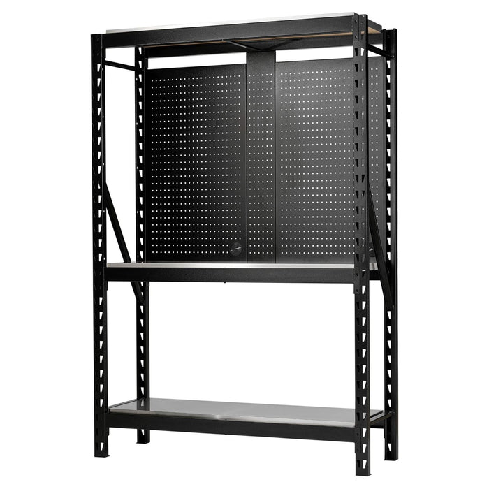 Bunker 17 Piece Modular 3 Tier Racking with Stainless Steel Shelving and Pegboards, 1500mm Draper - Town Tools