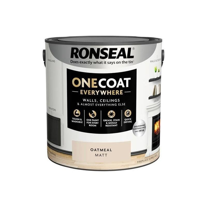 Ronseal One Coat Everywhere Interior Paint Oatmeal Matt 2.5 litre Ronseal - Town Tools