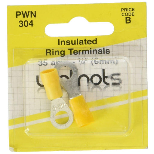 Wot-Nots Wiring Connectors - Yellow - Ring - 6mm - Pack of 2 Pearl - Town Tools 