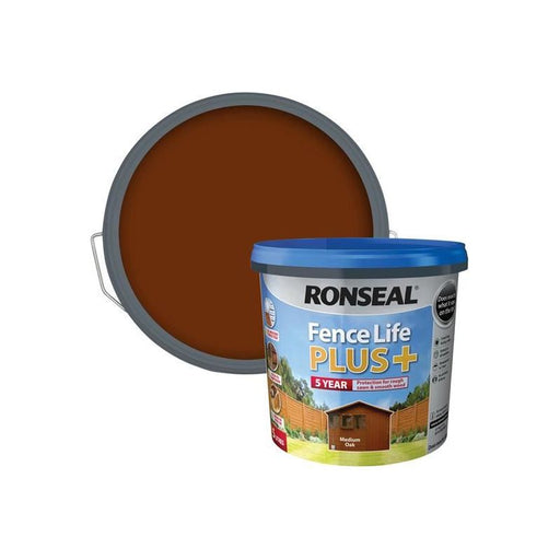 Ronseal Fence Life Plus+ Medium Oak 5 litre Ronseal - Town Tools