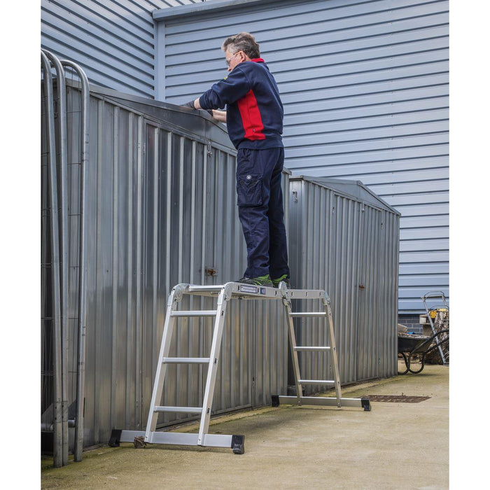 Sealey Folding Platform Ladder 4-Way Aluminium - BS EN 131 AFPL1 Sealey - Town Tools 
