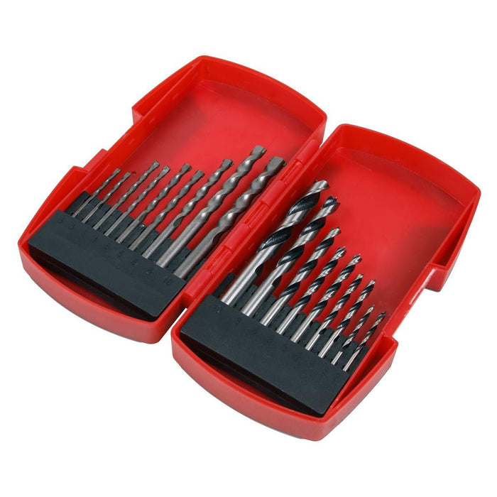 Sealey Wood/Masonry Drill Bit Set 18pc AK3718MW Sealey - Town Tools 
