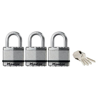 Master Lock Excell™ Laminated Steel 45mm Padlock - 24mm Shackle - Keyed Alike x 3