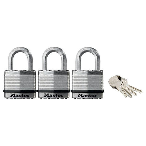Master Lock Excell™ Laminated Steel 45mm Padlock - 24mm Shackle - Keyed Alike x 3 Master Lock - Town Tools
