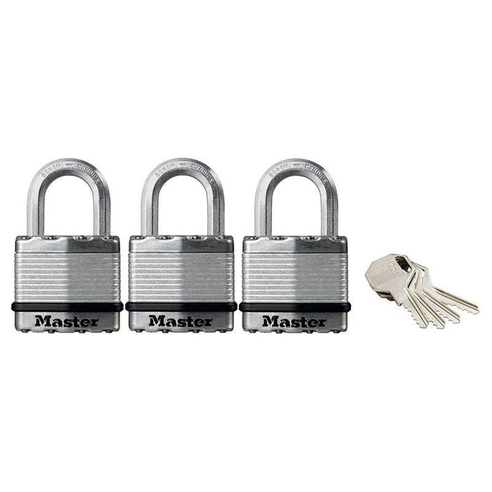 Master Lock Excell™ Laminated Steel 45mm Padlock - 24mm Shackle - Keyed Alike x 3 Master Lock - Town Tools