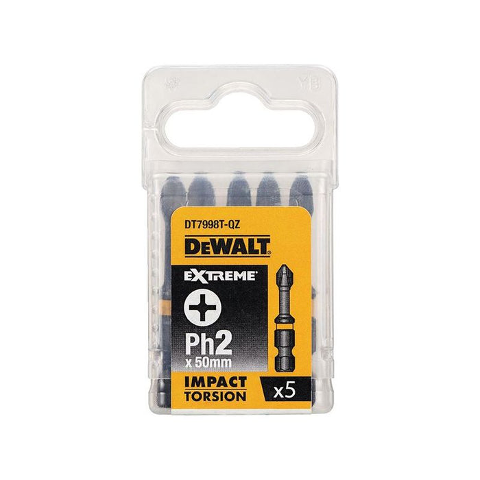 Dewalt Power Tools Impact Torsion Bits PH2 x 57mm (Pack 5) DeWALT Power Tools - Town Tools