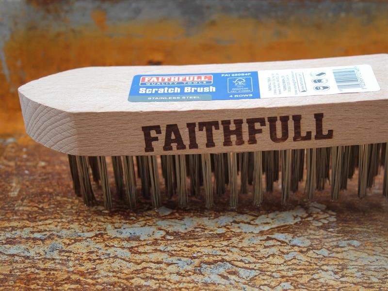 Faithfull Heavy-Duty Stainless Steel Scratch Brush, 4 Row Faithfull - Town Tools
