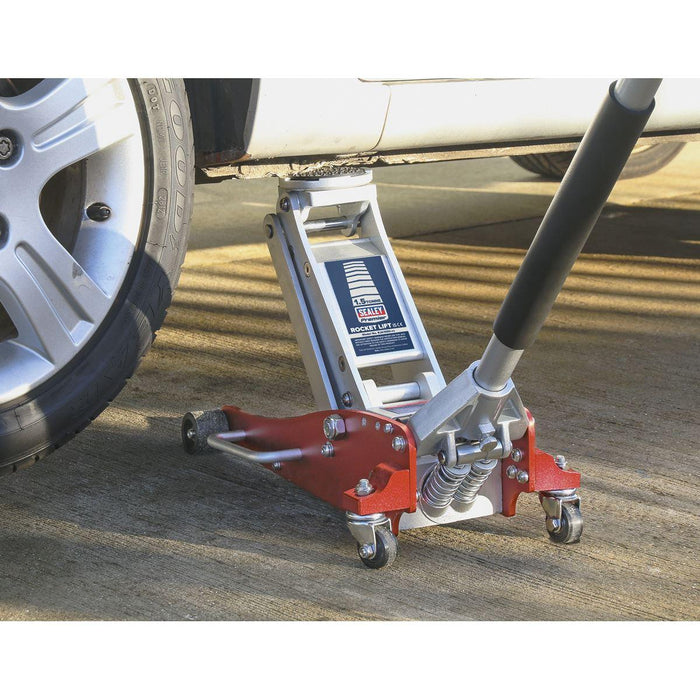 Sealey Trolley Jack 1.5 Tonne Low Profile Aluminium Rocket Lift RJA1550 Sealey - Town Tools 