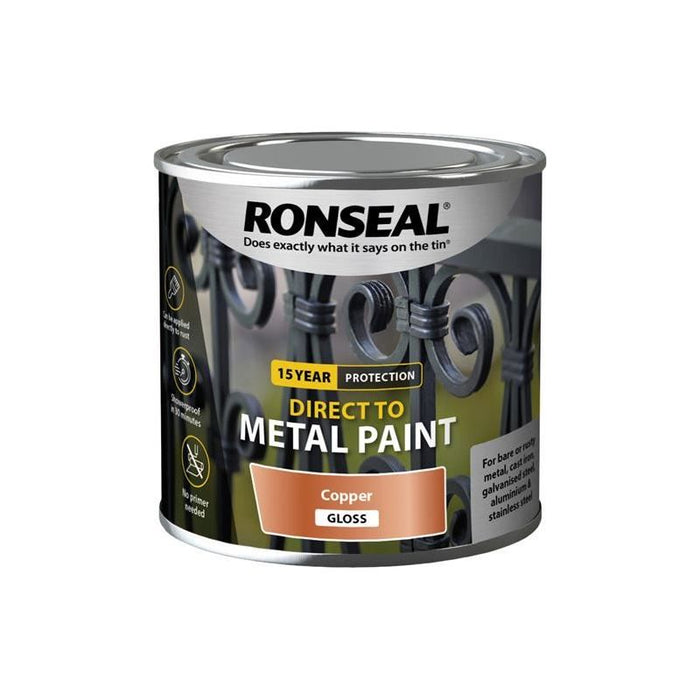 Ronseal Direct to Metal Paint Copper Gloss 250ml Ronseal - Town Tools