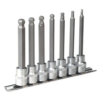 Sealey Ball-End Hex Socket Bit Set 7pc Metric 3/8"Sq Drive 100mm AK6212