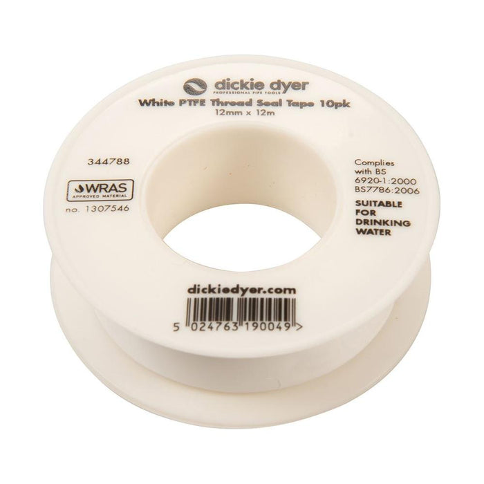 Dickie Dyer White PTFE Thread Seal Tape 10pk 12mm x 12m Dickie Dyer - Town Tools 