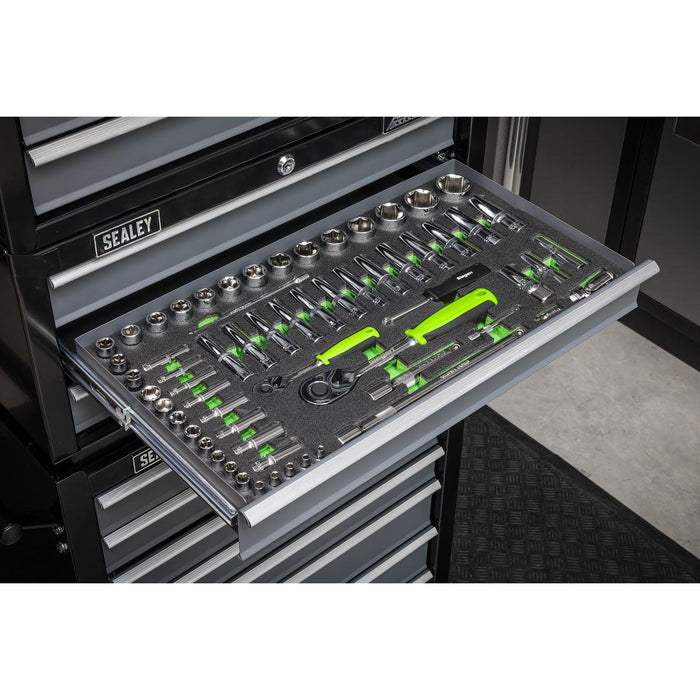 Siegen Siegen Socket Set with Tool Tray 1/4" & 1/2"Sq Drive 62pc S01271 Siegen - Town Tools 