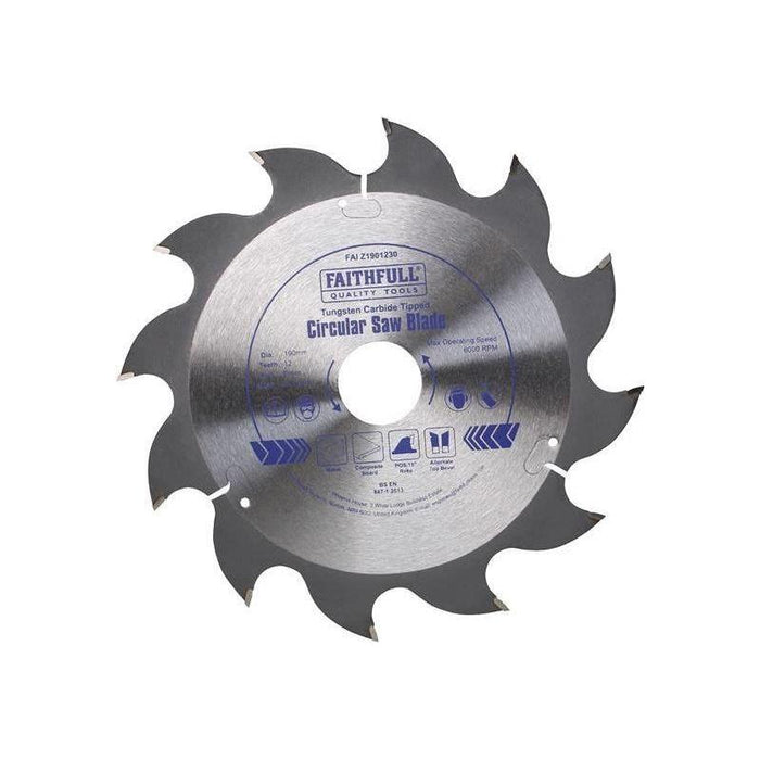 Faithfull TCT Circular Saw Blade 190 x 30mm x 12T POS Faithfull - Town Tools