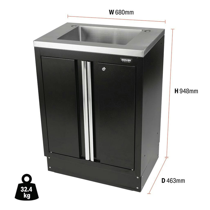 Draper BUNKER Modular Floor Cabinet with Sink, 2 Door, 680mm 31034