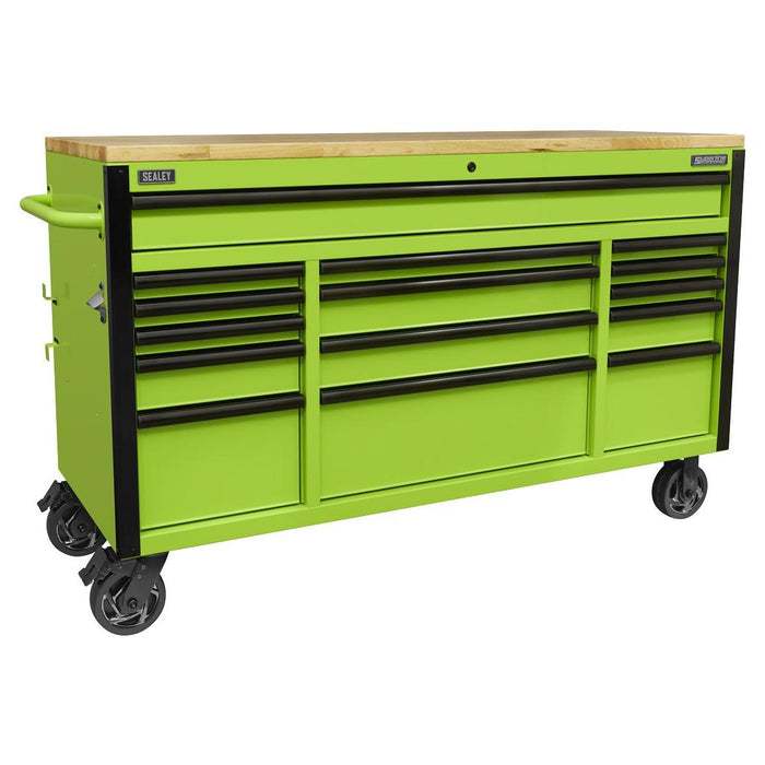Superline PRO Black Edition Mobile Trolley with Wooden Worktop 15 Drawer 1549mm Superline Pro - Town Tools 