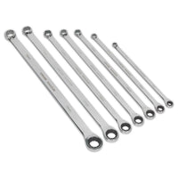 Sealey Double Ring Ratchet/Fixed Spanner Set 7pc Extra-Long Metric AK6319