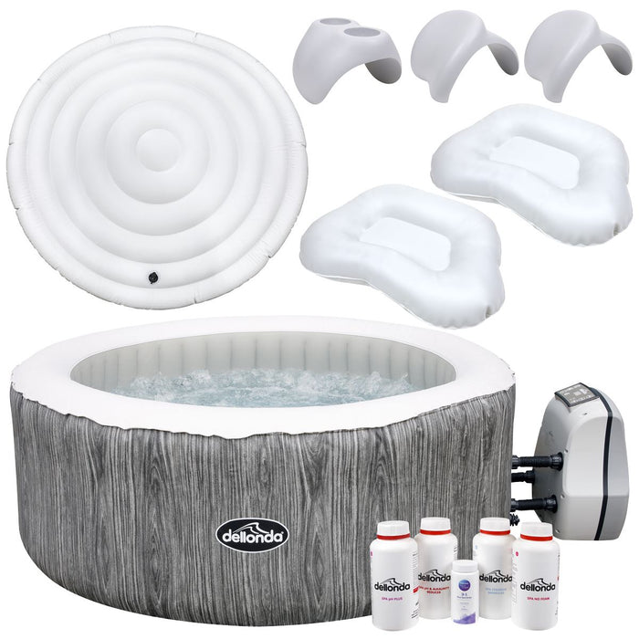 Dellonda 4-6 Person Inflatable Hot Tub/Spa Smart Pump & Starter Kit Wood Effect Dellonda - Town Tools 