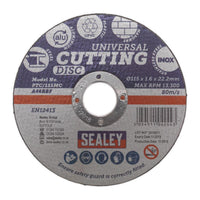 Sealey Multipurpose Cutting Disc115 x 1.6mm22.2mm Bore PTC/115MC