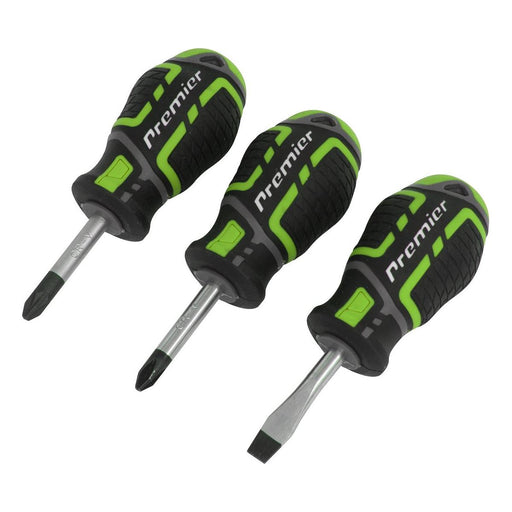 Sealey Premier Premier GripMAX Stubby Screwdriver Set 3pc - Hi-Vis Green Sealey Premier - Town Tools 