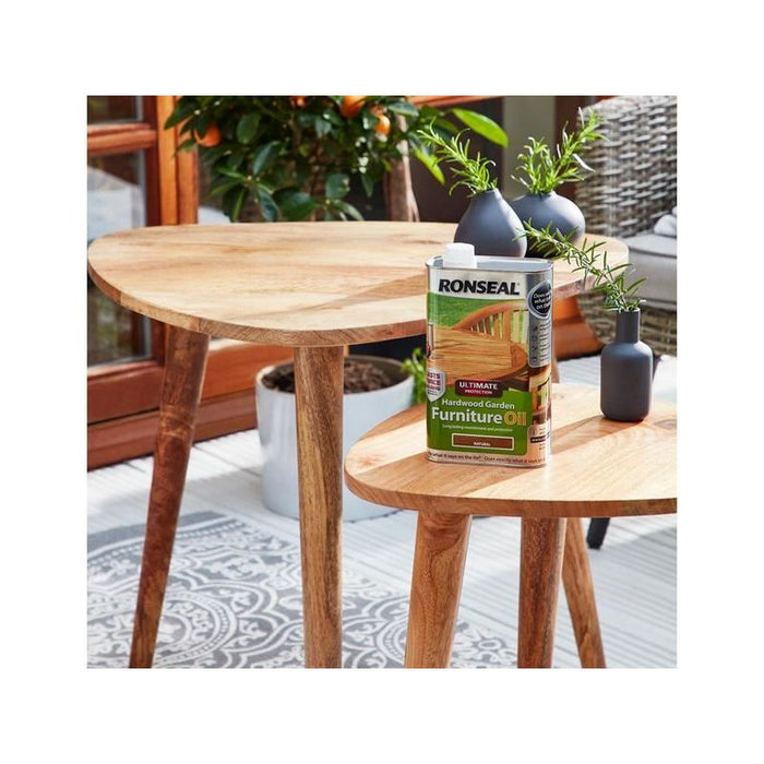 Ronseal Ultimate Protection Hardwood Garden Furniture Oil Natural 1 litre Ronseal - Town Tools