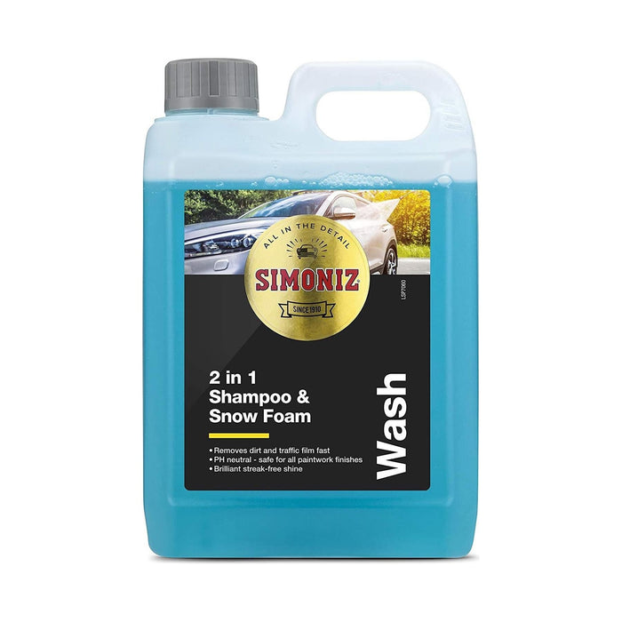 Simoniz 2 in 1 Car Shampoo Snow Foam Clean Gloss Shine Finish Protect 2 Litre