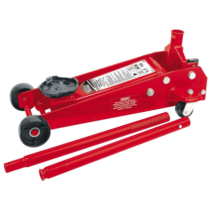 Draper Heavy Duty Garage Trolley Jack, 3 Tonne, Red 60977 Draper - Town Tools 