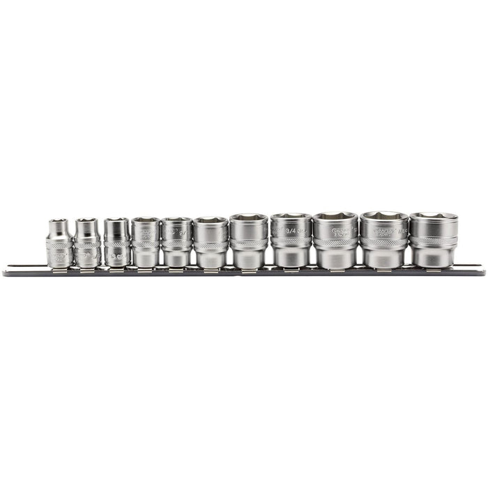 Draper Imperial Socket Set on a Metal Rail, 3/8" Sq. Dr. (11 Piece) 16493