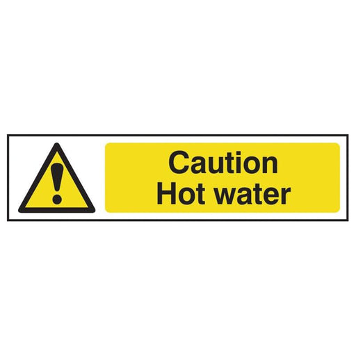 Scan Caution Hot Water - PVC Sign 200 x 50mm Scan - Town Tools