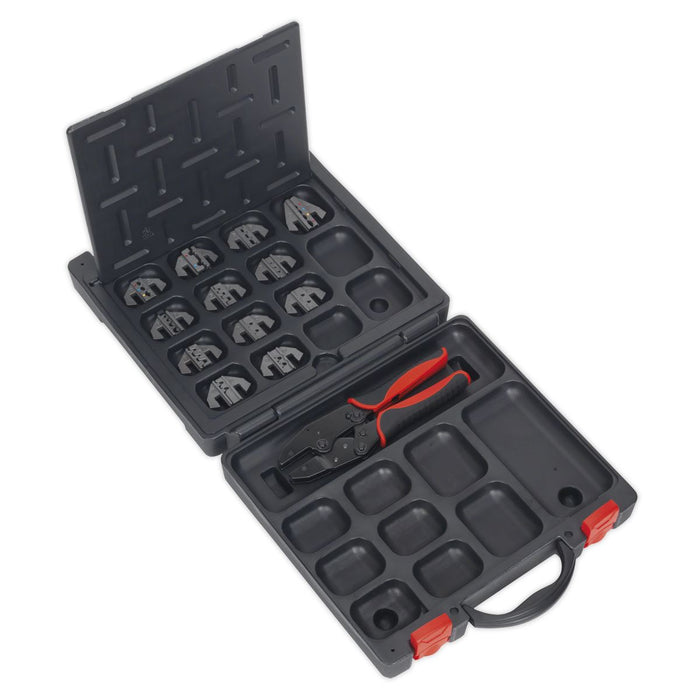 Sealey Ratchet Crimping Tool with Jaws and Storage Case AK3858COMBO Sealey - Town Tools 