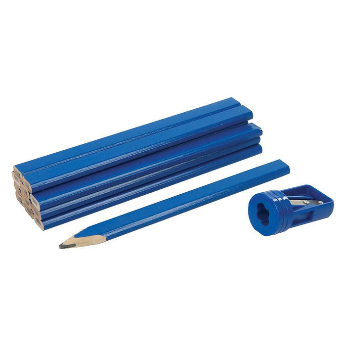 Silverline Carpenters Pencils & Sharpener Set 13pce 175mm Silverline - Town Tools 