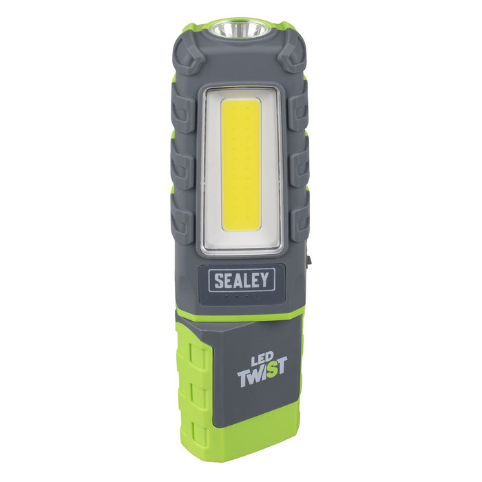 Sealey LED Twist Rechargeable Inspection Light 5W COB & 1W SMD LED601G Sealey - Town Tools 