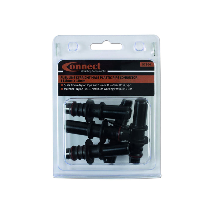 Connect Straight Male Plastic Pipe Connector 11.8 x 10mm 5pc 37204 Tool Connection - Town Tools 