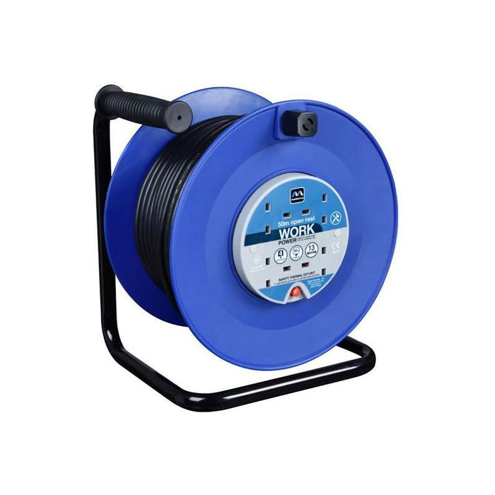 Masterplug Heavy-Duty Cable Reel 240V 13A 4-Socket Thermal Cut-Out 50m Masterplug - Town Tools