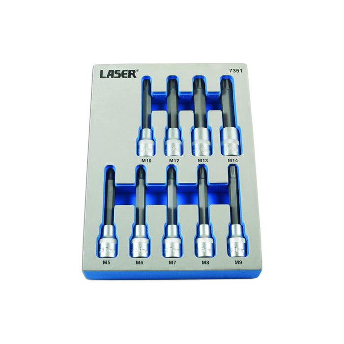 Laser Tamperproof Ribe Socket Bit Set 1/2"D 9pc 7351 Laser - Town Tools 