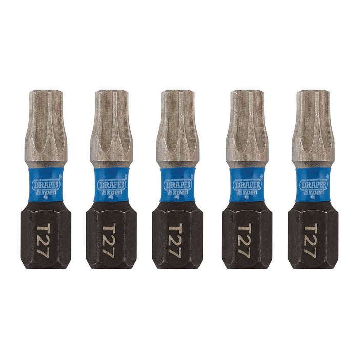 Draper Expert TX-STAR Impact Screwdriver Bits, T27 x 25mm, 1/4" Hex (Pack of 5) Draper - Town Tools 