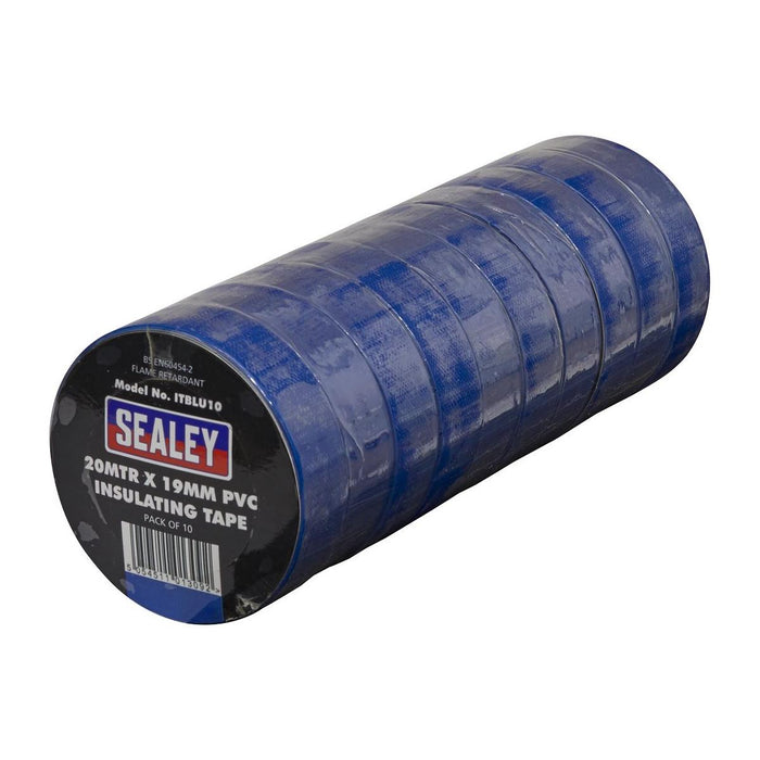 Sealey PVC Insulating Tape 19mm x 20m Blue Pack of 10 ITBLU10 Sealey - Town Tools 