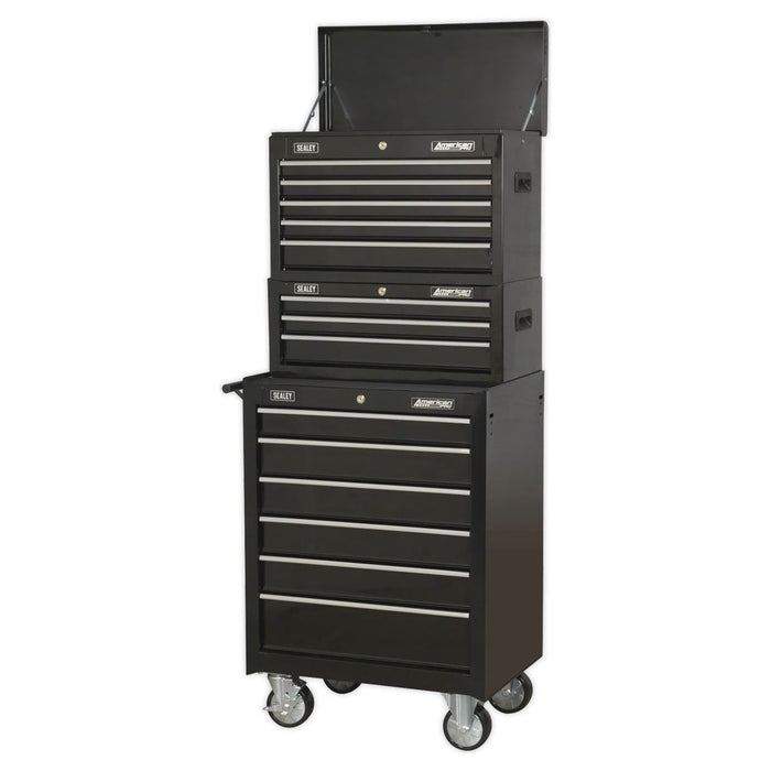 Sealey Topchest Mid-Box & Rollcab 14 Drawer Stack Black AP22BSTACK Sealey - Town Tools 