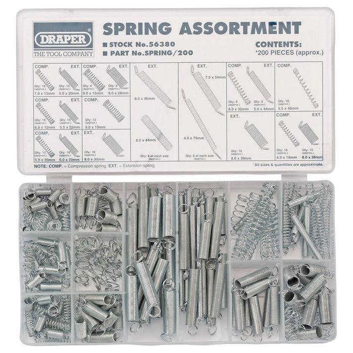 Draper Compression and Extension Spring Assortment (200 Piece) 56380 Draper - Town Tools 