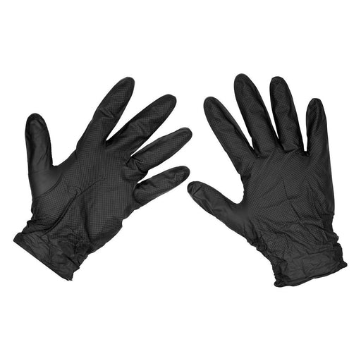 Sealey Black Diamond Grip Extra-Thick Nitrile Powder-Free Gloves X-Large Pack of Sealey - Town Tools 