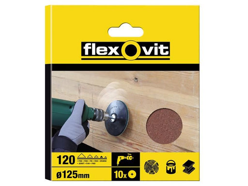 Flexovit Drill Mountable Disc 125mm Fine 120G (Pack 10) Flexovit - Town Tools