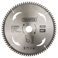 Draper TCT Circular Saw Blade for Wood, 255 x 30mm, 80T 21685