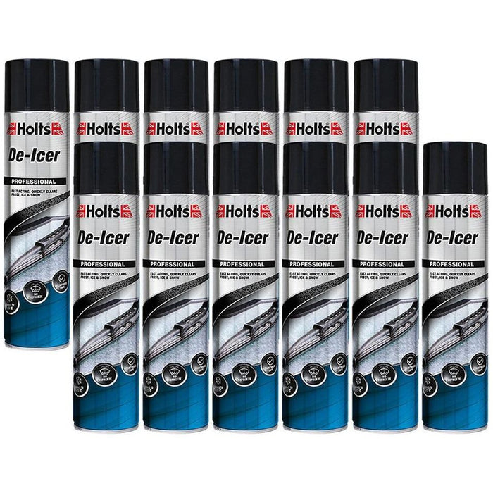 12 x Holts Car De-Icer Melts Windscreen Ice Frost Snow Aerosol Deicer 600ml Holts - Town Tools 