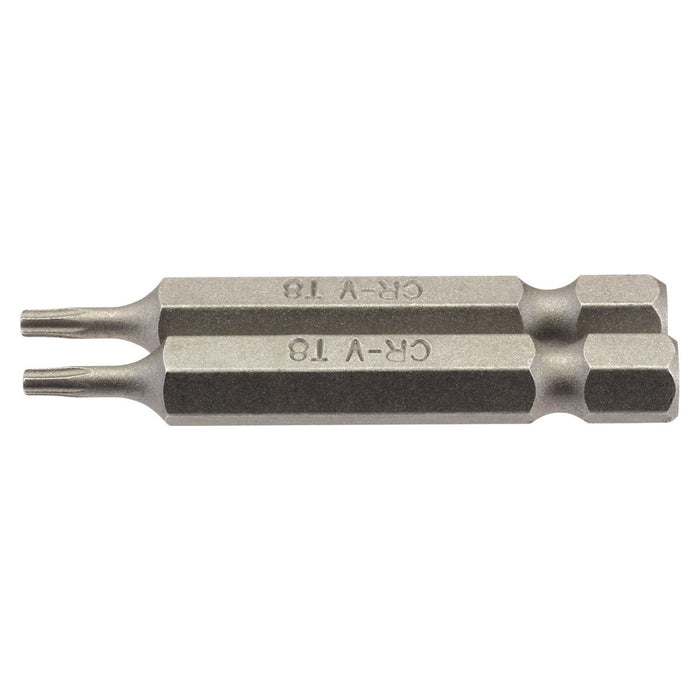 Draper TX-STAR Insert Bit, 1/4" Hex, 50mm Long, T8 (Pack of 2) Draper - Town Tools 