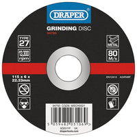 Draper DPC Metal Grinding Disc, 115 x 6 x 22.23mm 94793